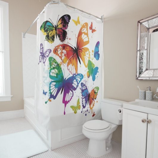 Farbenfrohe Schmetterlinge 1 Duschvorhang (Beispiel)