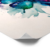 Farbenfrohe Schmetterlinge Abstrakt Wasserfarbe Poster (Ecke)