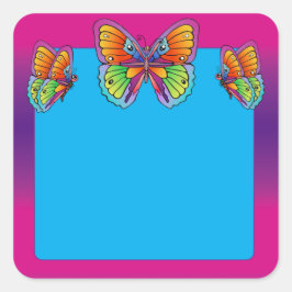 Farbenfrohe Schmetterlinge - Anpassen Quadratischer Aufkleber