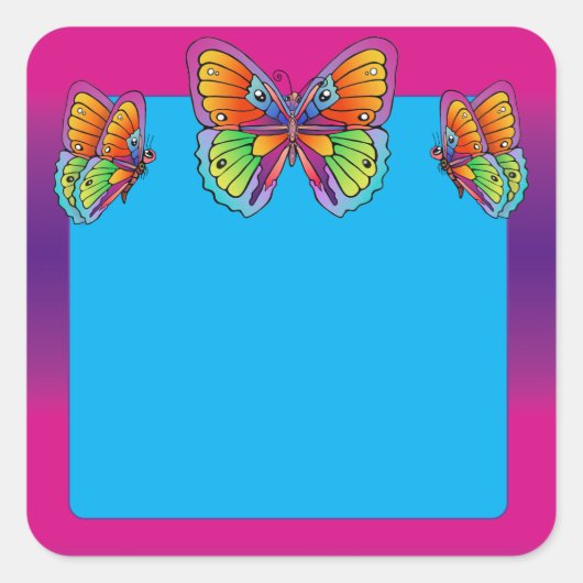 Farbenfrohe Schmetterlinge - Anpassen Quadratischer Aufkleber (Vorderseite)