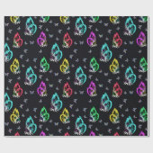 Farbenfrohe Schmetterlinge ästhetischer schwarzer Geschenkpapier (Flach)