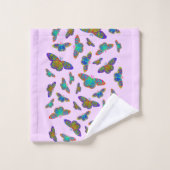 Farbenfrohe Schmetterlinge auf Baby Pink - anpassb Badhandtuch Set (Waschlappen)