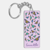 Farbenfrohe Schmetterlinge auf Baby-Rosa-Schlüssel Schlüsselanhänger (Vorderseite links)