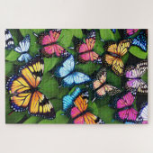 Farbenfrohe Schmetterlinge auf Blätter Puzzle (Horizontal)
