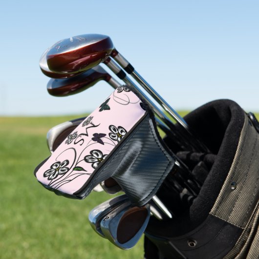 Farbenfrohe Schmetterlinge auf rosa Blume Persönli Golf Headcover (In Situ)