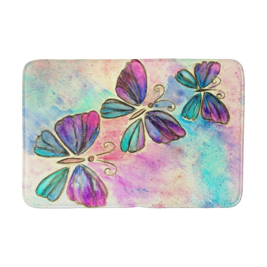 Farbenfrohe Schmetterlinge Badematte (Vorderseite)