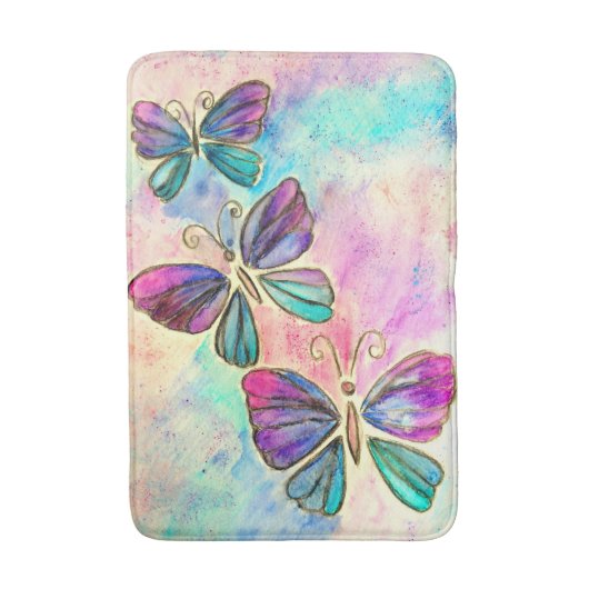 Farbenfrohe Schmetterlinge Badematte (Vorderseite Vertikal)