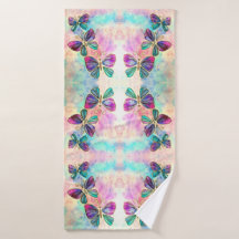 Farbenfrohe Schmetterlinge Badetuch