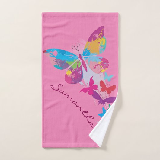 Farbenfrohe Schmetterlinge Badetuch Set (Handtuch)