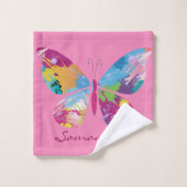 Farbenfrohe Schmetterlinge Badetuch Set (Waschlappen)