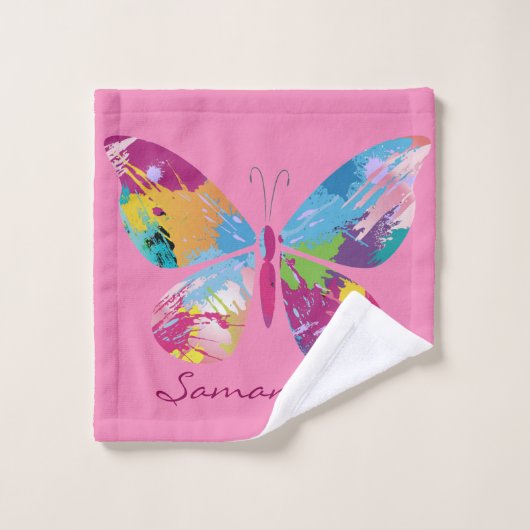 Farbenfrohe Schmetterlinge Badetuch Set (Waschlappen)