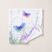 Farbenfrohe Schmetterlinge Badetuch Set (Waschlappen)