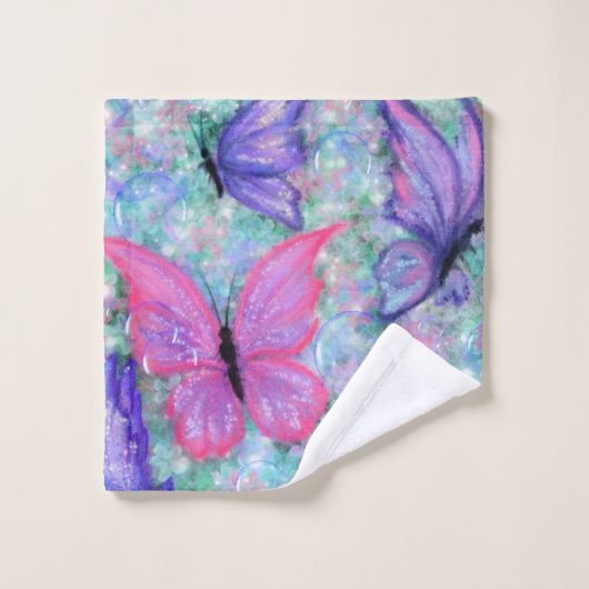 Farbenfrohe Schmetterlinge Badetuch Set (Waschlappen)