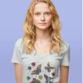 Farbenfrohe Schmetterlinge Blume Sommerzeit V-Neck T-Shirt