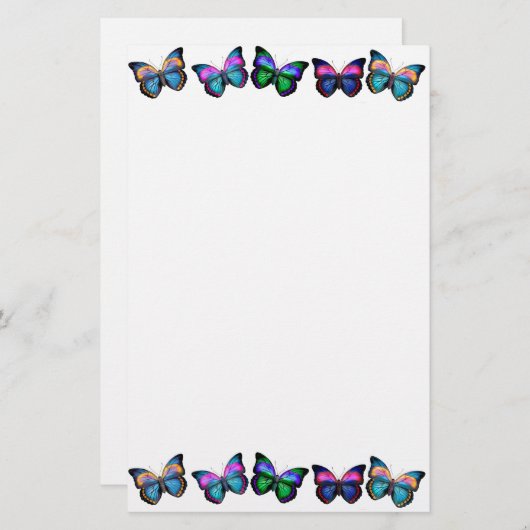 Farbenfrohe Schmetterlinge Briefpapier (Vorne/Hinten)
