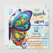 Farbenfrohe Schmetterlinge | Brunch für die Mama Einladung (Vorderseite)