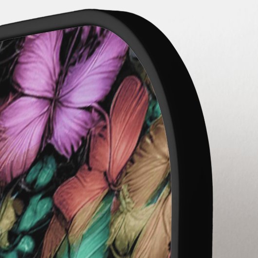 Farbenfrohe Schmetterlinge drucken Pickleball Schläger (Linke Seite)