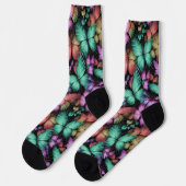 Farbenfrohe Schmetterlinge drucken Socken (Linkes Detail)