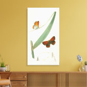 Farbenfrohe Schmetterlinge flattern um ein Blatt Leinwanddruck (Insitu (Wohnzimmer))