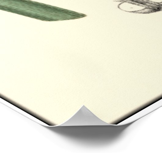 Farbenfrohe Schmetterlinge flattern um ein Blatt Poster (Ecke)