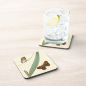 Farbenfrohe Schmetterlinge flattern um ein Blatt Untersetzer (Rechte Seite)