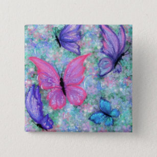 Farbenfrohe Schmetterlinge fliegen - Freude Button