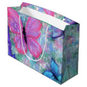 Farbenfrohe Schmetterlinge fliegen - Freude Große Geschenktüte (Rückseite Schrägansicht)