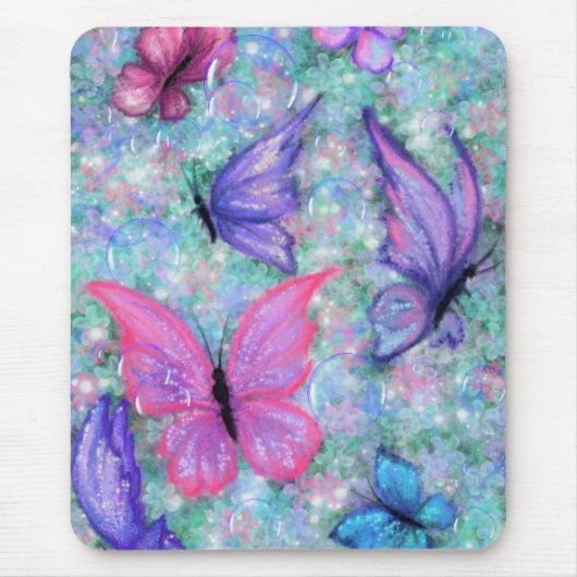 Farbenfrohe Schmetterlinge fliegen - Freude Mousepad (Vorne)