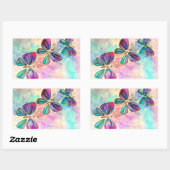 Farbenfrohe Schmetterlinge fliegen - Frühjahr - Wa Rechteckiger Aufkleber (Blatt)