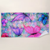 Farbenfrohe Schmetterlinge fliegen - Frühjahr - Ze Strandtuch (Vorderseite)