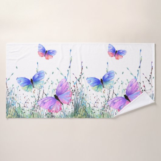Farbenfrohe Schmetterlinge Fliegen in der Natur Fr Badhandtuch Set (Badehandtuch)