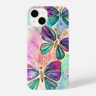 Farbenfrohe Schmetterlinge Fliegender Frühling Joy iPhone 14 Hülle
