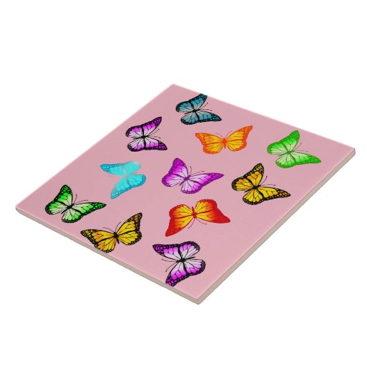 Farbenfrohe Schmetterlinge Fliese (Seite)