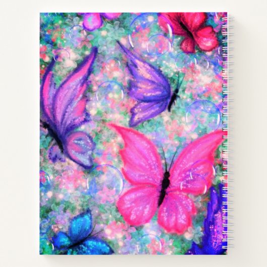 Farbenfrohe Schmetterlinge flying Notebook - Maler Notizblock (Rückseite)