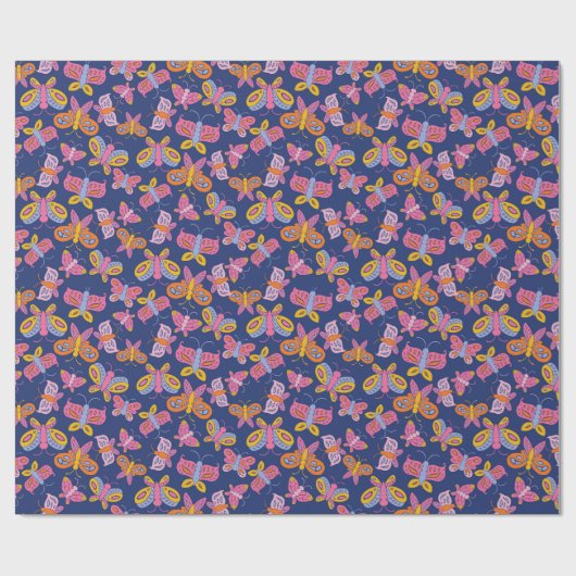 farbenfrohe Schmetterlinge Geschenkpapier (Flach)