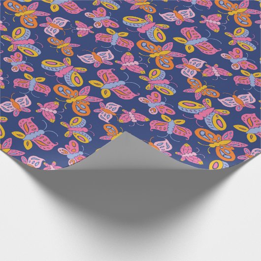 farbenfrohe Schmetterlinge Geschenkpapier (Ecke)