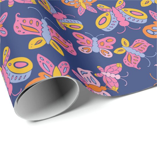 farbenfrohe Schmetterlinge Geschenkpapier (Rolleneckpunkt)