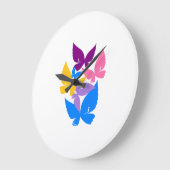 Farbenfrohe Schmetterlinge Große Wanduhr (Winkel)