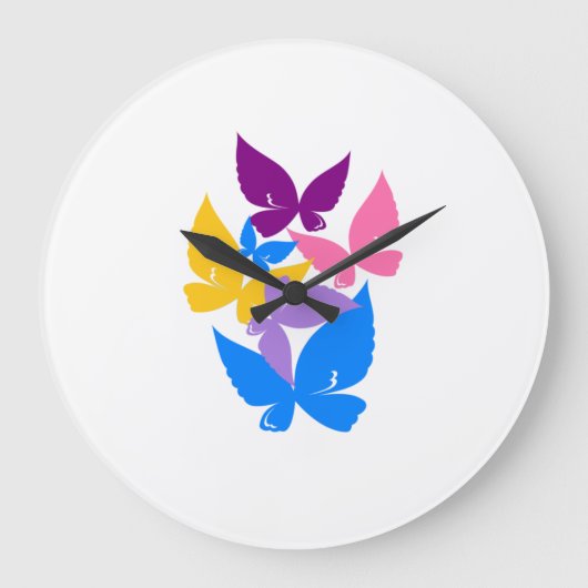 Farbenfrohe Schmetterlinge Große Wanduhr (Vorderseite)