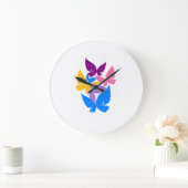 Farbenfrohe Schmetterlinge Große Wanduhr (Zuhause)