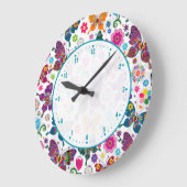 Farbenfrohe Schmetterlinge Große Wanduhr (Winkel)