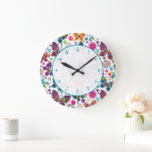 Farbenfrohe Schmetterlinge Große Wanduhr (Zuhause)