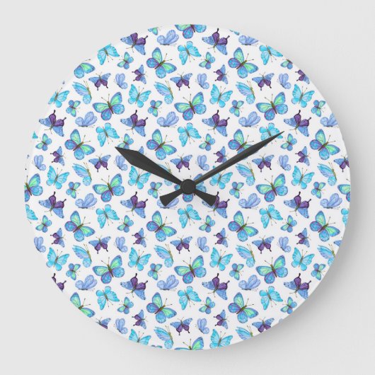 Farbenfrohe Schmetterlinge Große Wanduhr (Vorderseite)