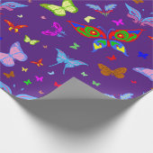 Farbenfrohe Schmetterlinge im Flight Festive Patte Geschenkpapier (Ecke)