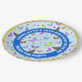 Farbenfrohe Schmetterlinge im Flight Festive Patte Pappteller (Schrägansicht)