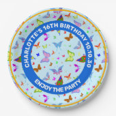 Farbenfrohe Schmetterlinge im Flight Festive Patte Pappteller (Vorderseite)