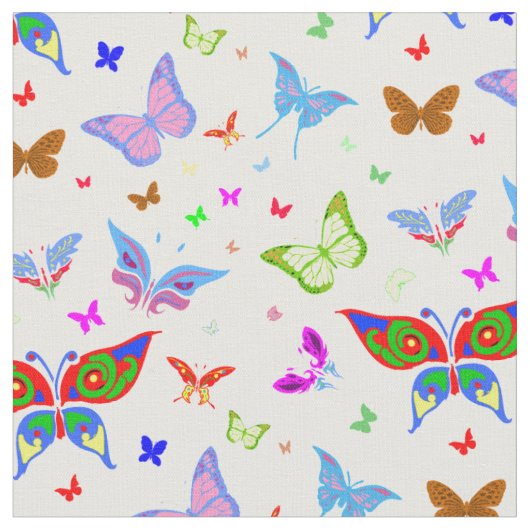 Farbenfrohe Schmetterlinge im Flight Festive Patte Stoff (Nahaufnahme)