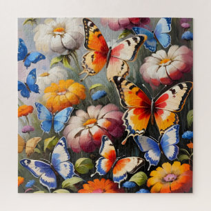 Farbenfrohe Schmetterlinge im Garten Puzzle