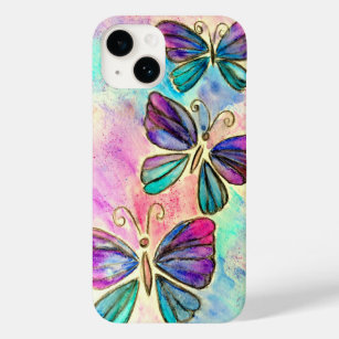 Farbenfrohe Schmetterlinge in Lila rosa Farben Case-Mate iPhone 14 Hülle