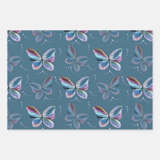 Farbenfrohe Schmetterlinge Jeden Anlaß Geschenkpapier Set (Vorderseite)